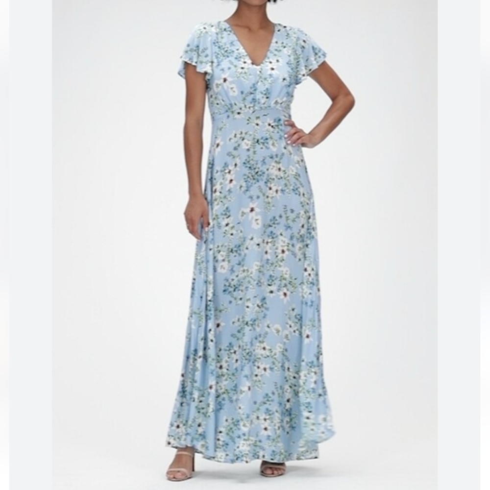 Banana Republic Light Blue Floral Maxi Dress